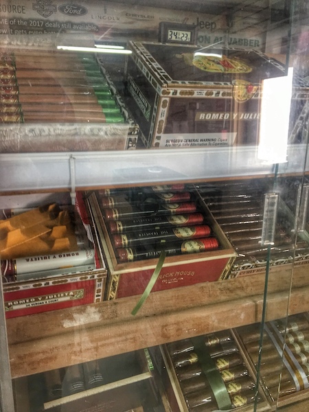 Picture of an under humidified humidor in an AAFES store